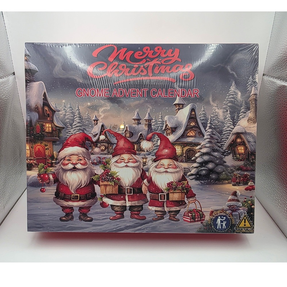 Merry Christmas Gnome Advent Calendar 24 Days Plush Ornaments LED Light Up Decor